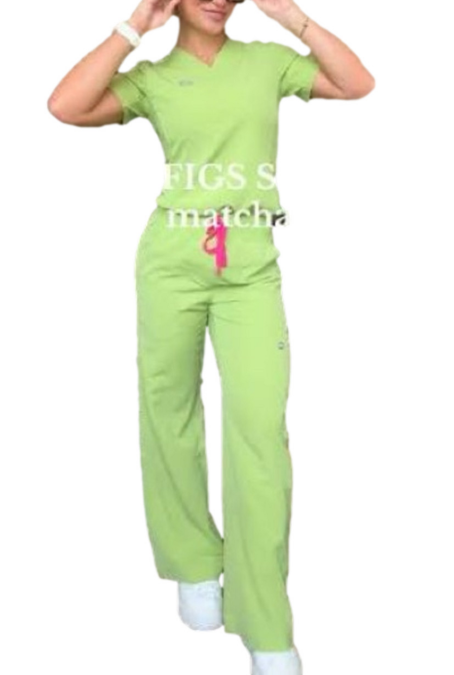FIGS SET! Women’s Medium Matcha Catarina top Size Small Mina Wide Leg Bottom NWT